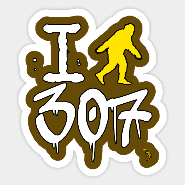 I ¥ETI 307 Sticker by Yeti Ink ~ Yeti307